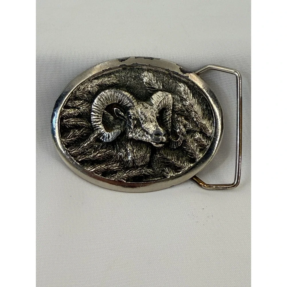 Vintage 1981 Ultra Ent Rocky Mountain Bighorn Sheep Belt Buckle Paula Freed Ram